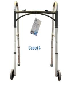 WALK WITH ME Folding Aluminum 2 Button Walker w/5 Wheels Cs4